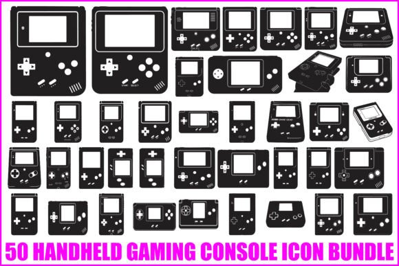 50 Handheld Gaming Console Vector Bundle for Graphics and Crafts