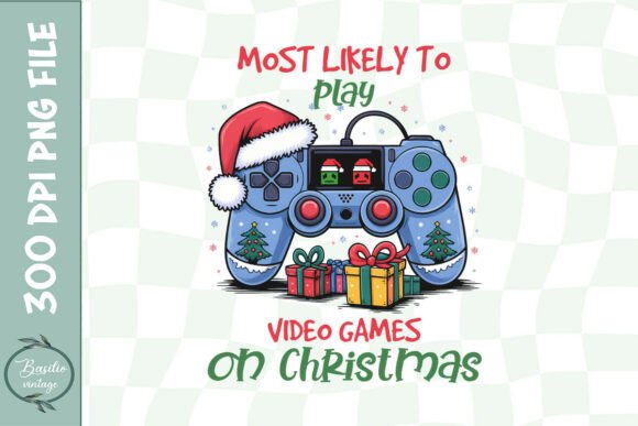 Christmas Gamer Fun Gaming Holiday PNG for Crafts and Graphics