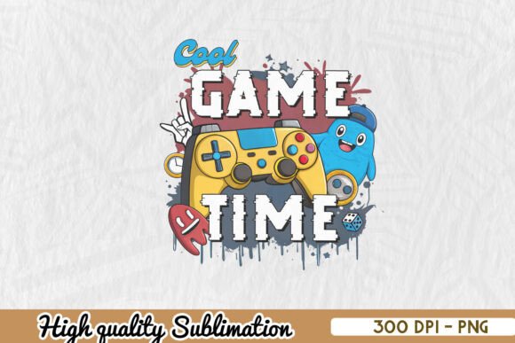 Cool Game Time Retro Gaming PNG: Graphics for Crafts & Branding