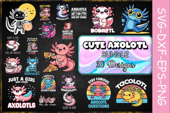 Cute Axolotl SVG Bundle for Graphics and Crafts