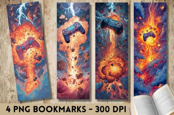 Explosion Gaming Controller Bookmark - A Graphic Design Asset for Crafts and Content