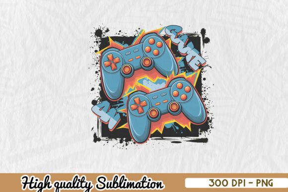 Game on Retro Gaming Sublimation PNG for Graphics and Crafts