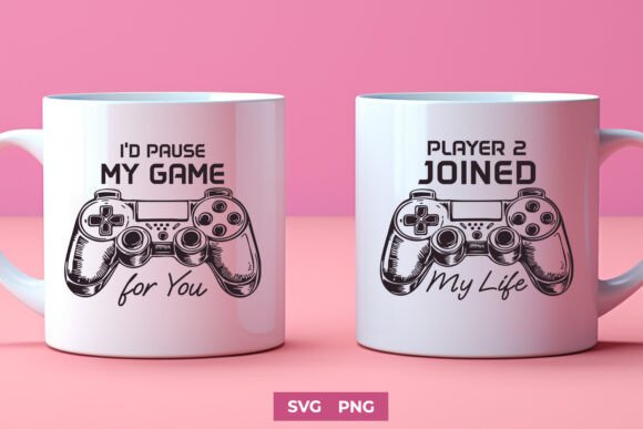 Gamer Couple Matching Design SVG PNG Art for Graphics and Crafts