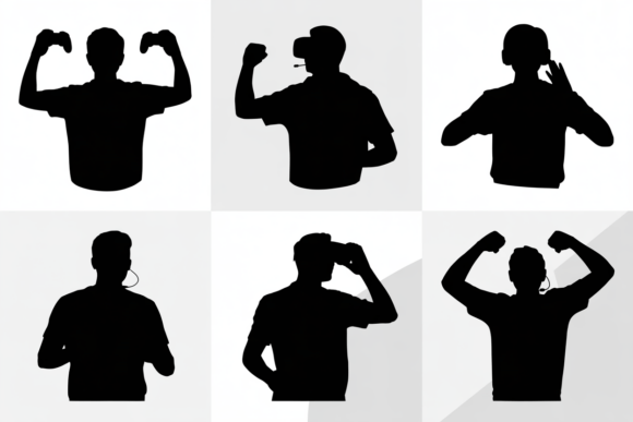 Gamer Silhouettes Gaming Virtual Reality Graphics and Crafts