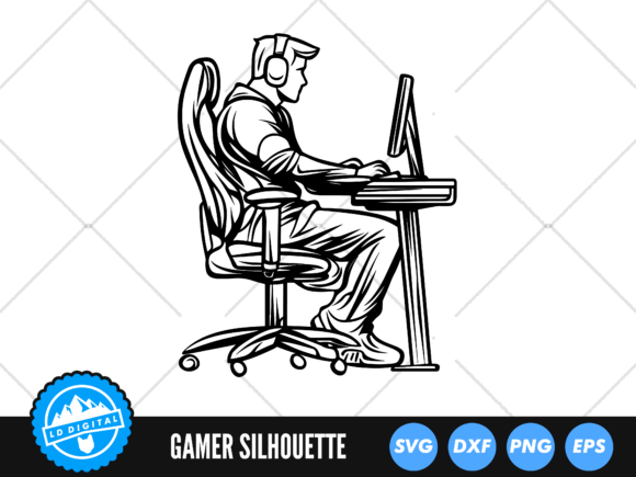 Gamer SVG Cut File, Gaming Desk SVG for Graphics and Crafts