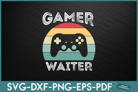 Gamer Waiter Vintage 60s 70s Gaming Graphics for Crafts