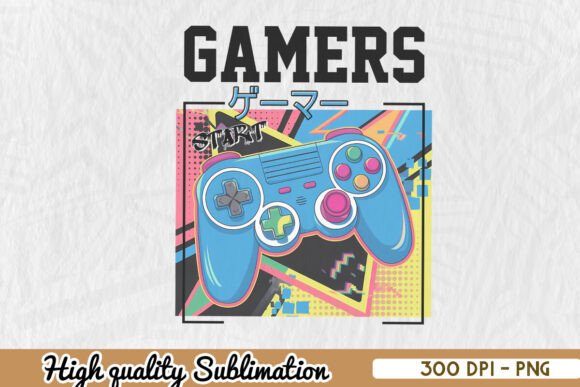 Gamers Retro Gaming Sublimation PNG for Graphics and Crafts