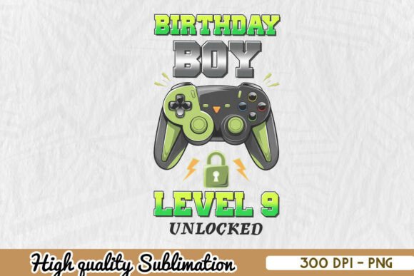 Gaming Birthday Boy Level Unlocked PNG for Crafts and Graphics
