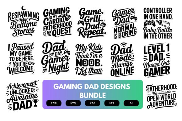 Gaming Dad SVG Bundle for Graphics and Crafts