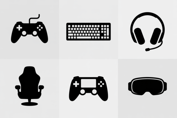 Gaming Icons Set Black: Premium Graphics for Modern Crafts