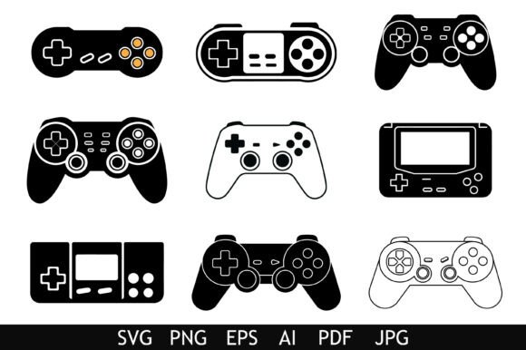 Retro Gaming Controller Vector Set for Graphics and Crafts