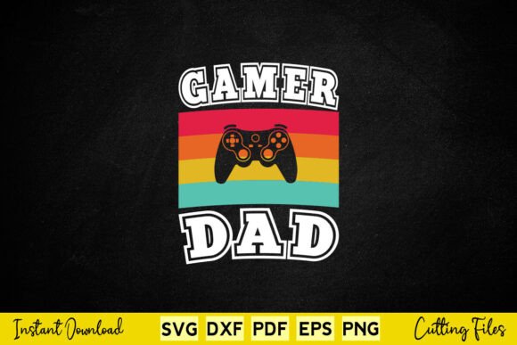 Vintage Gamer Dad Father Loves Gaming Graphics and Crafts